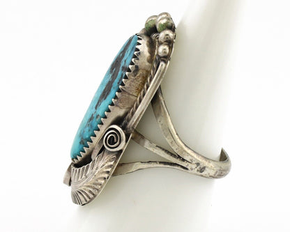 Navajo Inlay Band Ring 925 Silver Blue Morenci Turquoise Signed Justin Morris