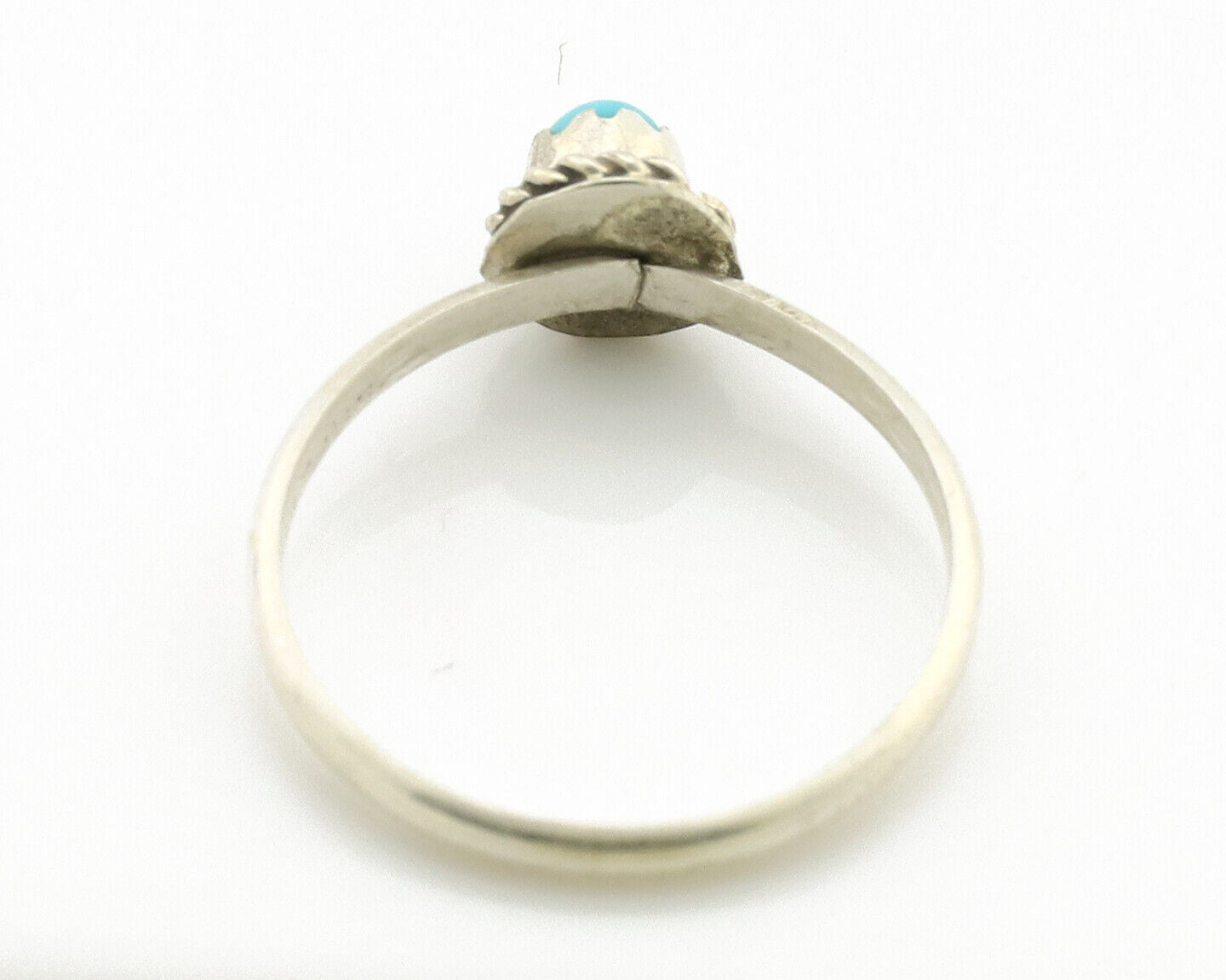 Navajo Ring .925 Silver Blue Turquoise Size 4.75 Native Artist C.1980s