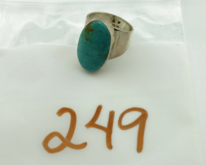 Navajo Ring .925 Silver Kingman Turquoise Artist Signed AP C.1980's