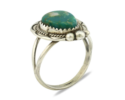 Navajo Ring .925 Silver Green Turquoise Artist Signed A C.1980's