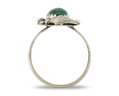 Navajo Ring 925 Silver Natural Malachite Artist Signed Justin Morris C.80's