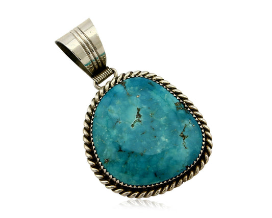 Navajo Pendant Turquoise Mountain .925 Silver Signed LTB C.80's