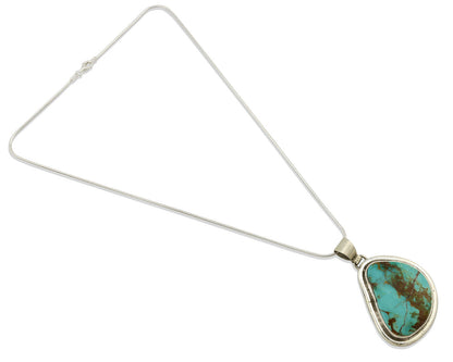 Navajo Necklace .925 Silver Royston Turquoise Signed Sun C.1980's