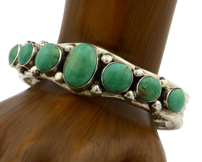 Navajo Turquoise Bracelet .925 Silver Signed Artist JM C.80's