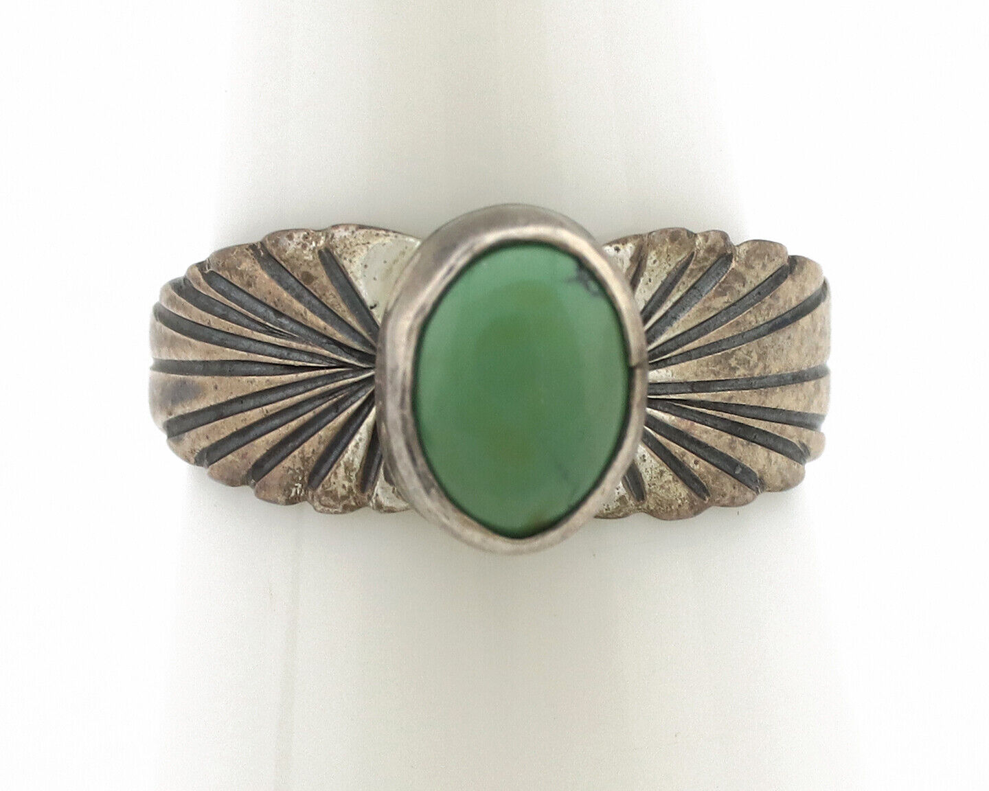 Navajo Ring 925 Silver Natural Mined Turquoise Native Artist C.80's