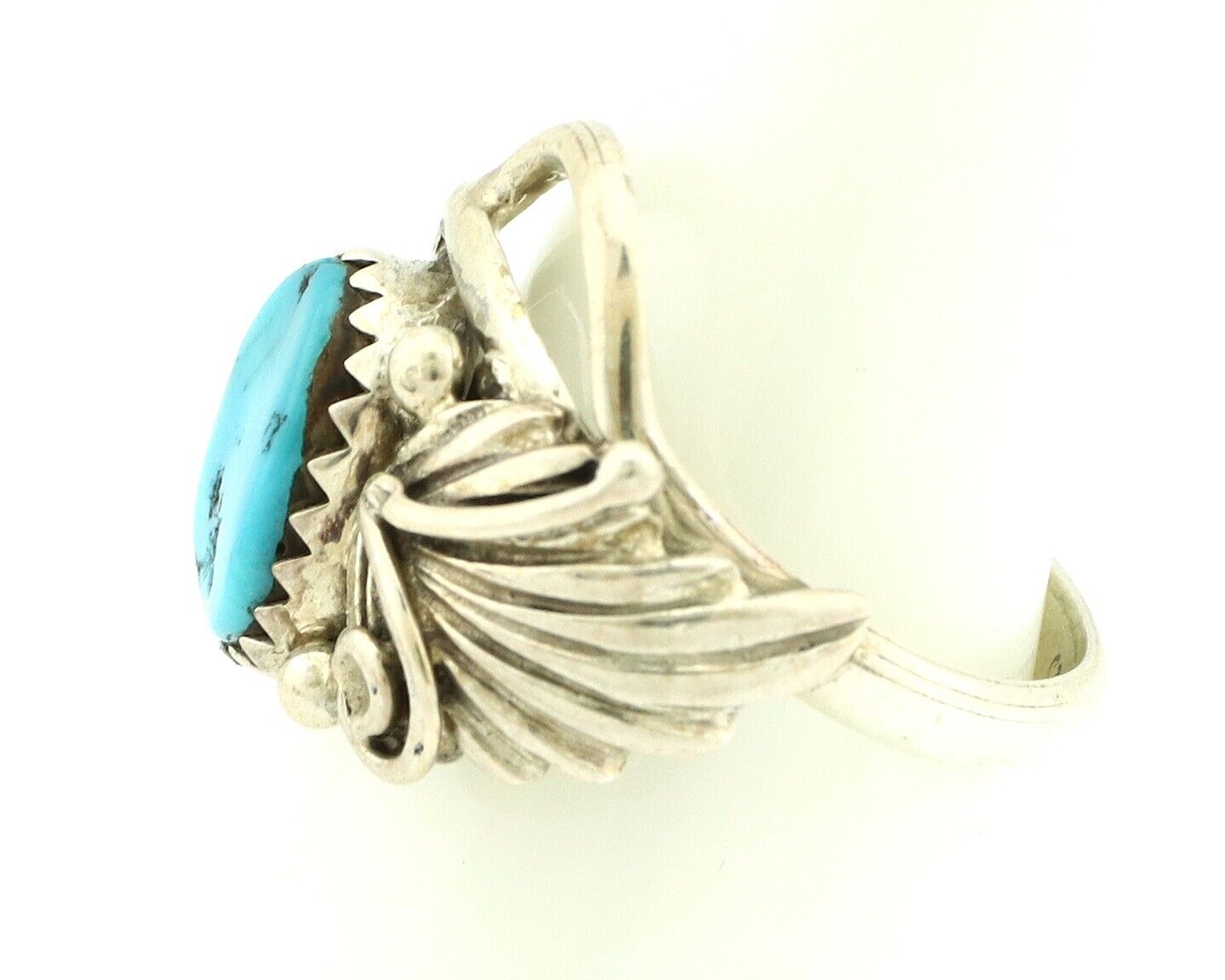 Navajo Ring .925 Silver Sleeping Beauty Turquoise Native Artist Signed C.80's