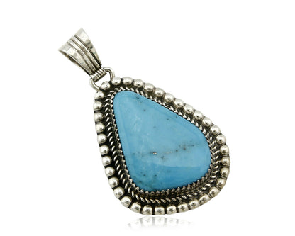 Navajo Pendant .925 Silver Turquoise Signed Artist LT Begay C.80's