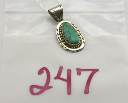 Navajo Necklace .925 Silver Kingman Turquoise Signed JP C.1980's