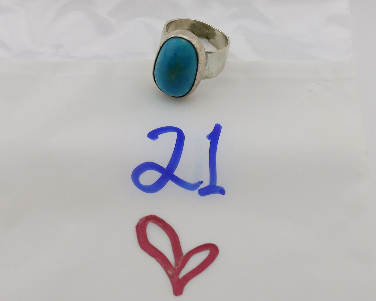 Navajo Ring .925 Silver Blue Turquoise Artist Signed C Montoya C.80's