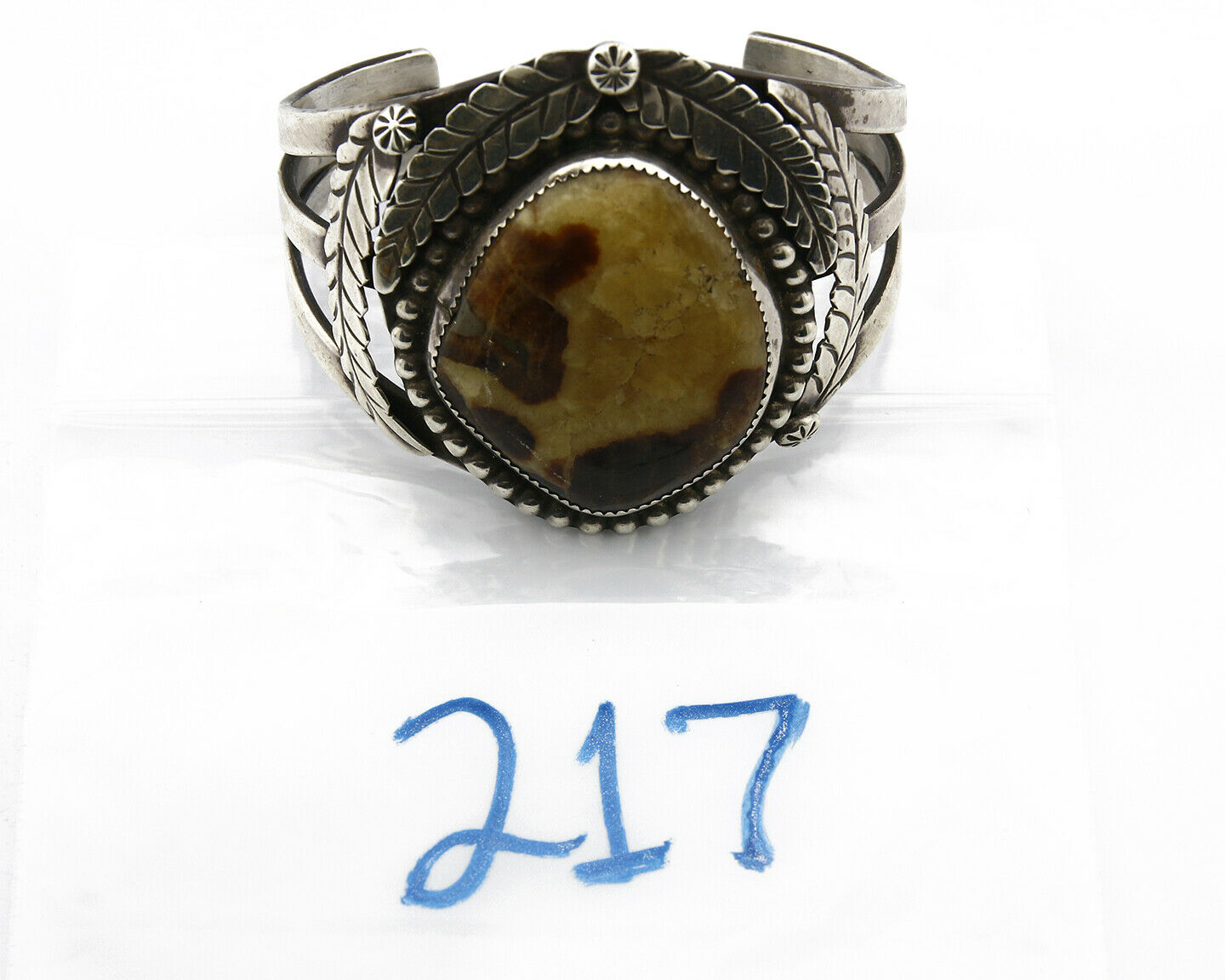 Navajo Bracelet .925 Silver Natural Agate Handmade Native C.80's