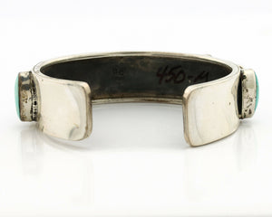 Navajo Bracelet .925 Silver Blue Turquoise Handmade Artist Signed DC C.80's