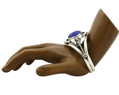 Navajo Bracelet .925 Silver Lapis Lazuli Cuff Signed RY C.90's Handmade