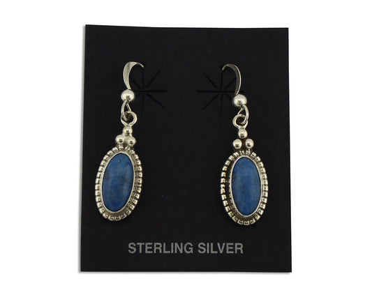 Navajo Earrings 925 Silver Natural Royal Blue Lapis Native American Artist C90s