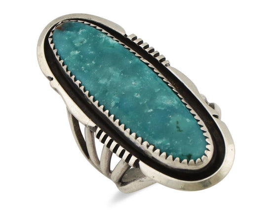 Navajo Ring 925 Silver Blue Gem Turquoise Artist Signed William Denetdale C.80's