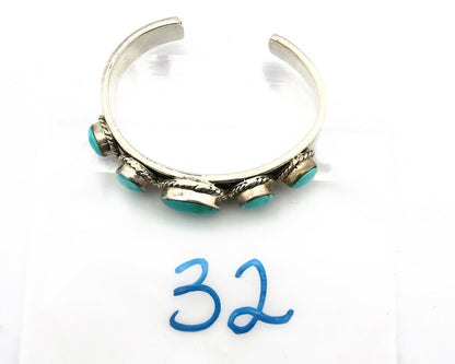 Navajo Turquoise Bracelet SOLID .925 Silver Signed Artist FC C.80's