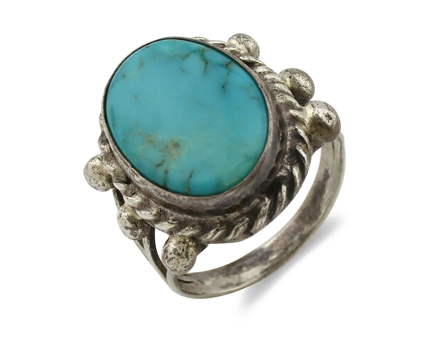 Navajo Ring .925 Silver Arizona Turquoise Handmade Signed MC C80s