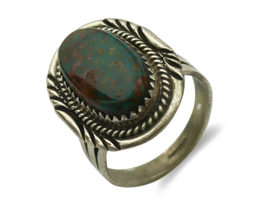 Navajo Ring .925 Silver Nevada Turquoise Native American Artist C.1980's