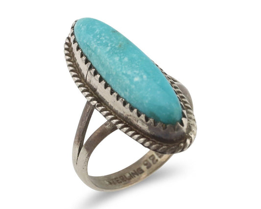 Navajo Handmade Ring 925 Silver Blue Southwest Turquoise Native Artist C.80's