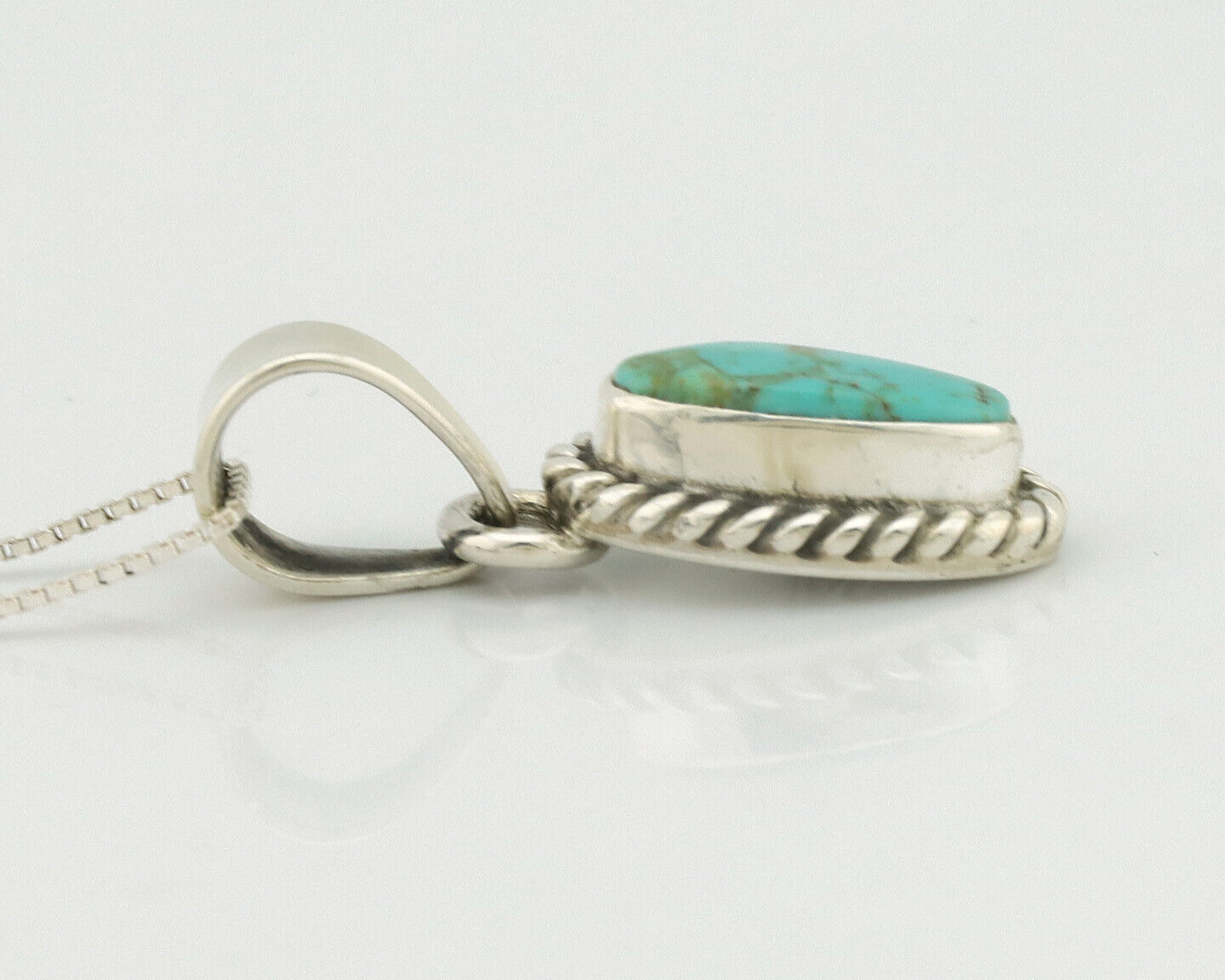 Navajo Necklace .925 Silver Arizona Turquoise Artist Gecko C.1980's