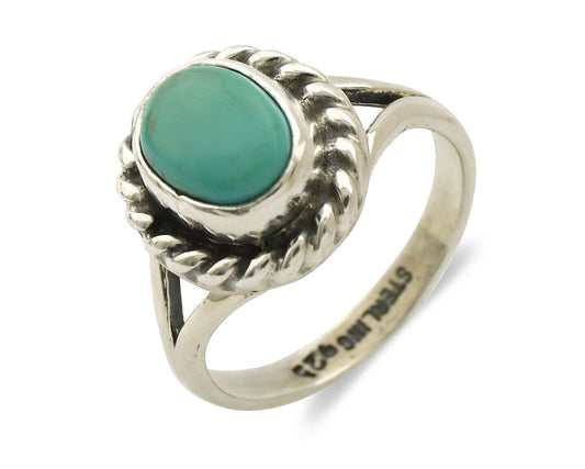 Navajo Ring .925 Silver Kingman Turquoise Artist Signed Gecko C.90's