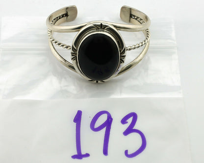 Navajo Bracelet .925 Silver Natural Black Onyx Artist Native American C.90's