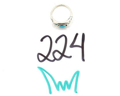 Navajo Handmade Ring 925 Silver Blue Turquoise & Coral Native American C.80's