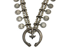 Navajo Roosevelt Dime Squash Necklace 925 Silver Native American Artist C.80's