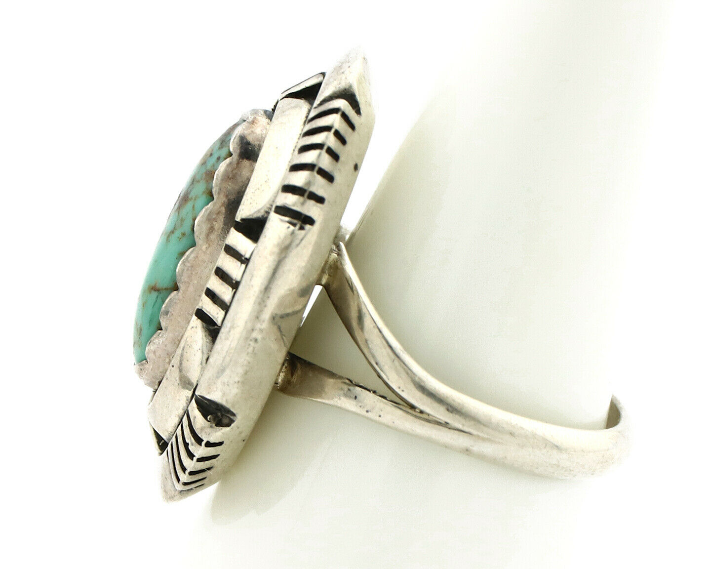 Navajo Ring .925 Silver Royston Turquoise Artist Signed L. M. Nez C80s