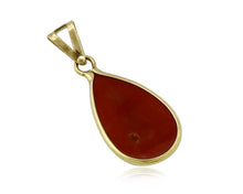 Women's Pendant 18k Yellow Gold Natural Red Mediterranean Coral