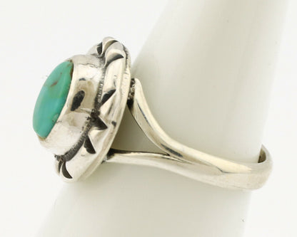 Navajo Ring .925 Silver Kingman Turquoise Artist Signed Gecko C.90's