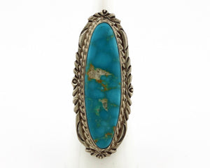 Navajo Ring 925 Silver Spiderweb Blue Turquoise Artist Signed Billy Eagle C.80s