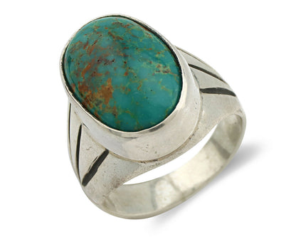 Navajo Ring .925 Silver Turquoise Mountain Native American Artist C.80's