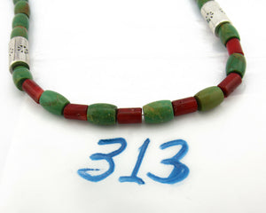 Navajo Necklace .925 Silver Royston Turquoise & Coral C.80's