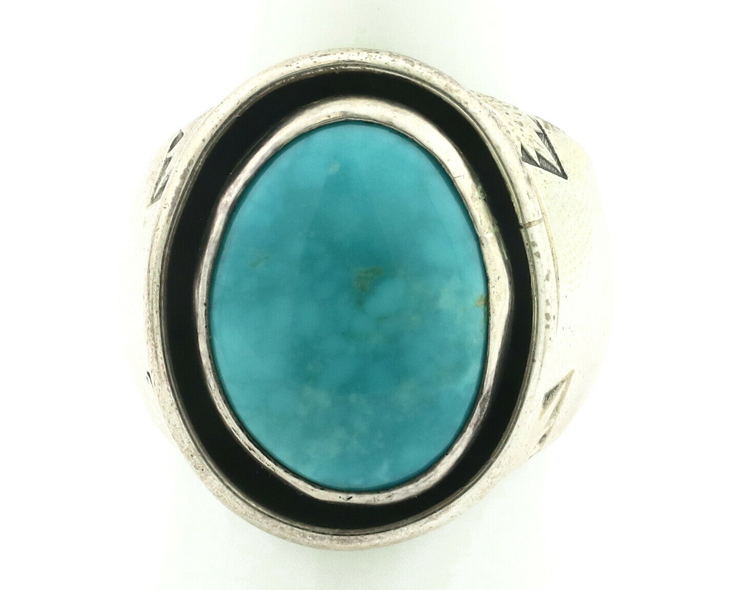 Navajo Blue Gem Turquoise Silver Artist Signed DZ C.80's