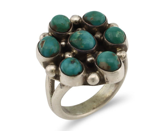 Navajo Ring .925 Silver Natural Blue Turquoise Native American Artist C.80's
