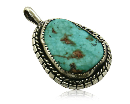 Navajo Pendant .925 Silver Kingman Turquoise Signed Artist Tom Willeto C.80's