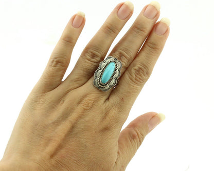 Navajo Ring 925 Silver Turquoise Native American Artist C.80's