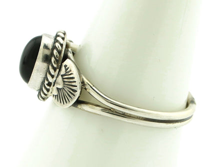 Navajo Ring 925 Silver Natural Mined Black Onyx Native American Artist C.80's