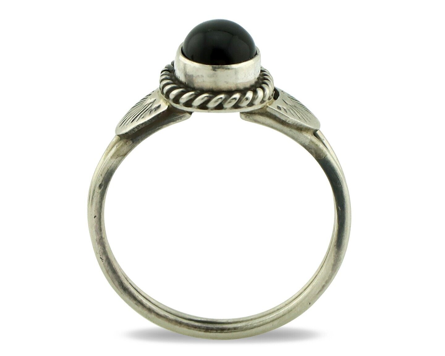 Navajo Ring 925 Silver Natural Mined Black Onyx Native American Artist C.80's