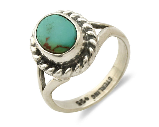 Navajo Ring .925 Silver Kingman Turquoise Artist Signed Gecko C.90's