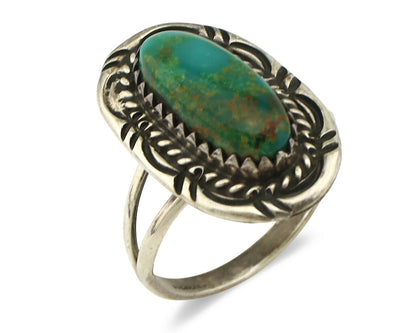 Navajo Ring .925 Silver Royston Turquoise Native American Artist C.1980's