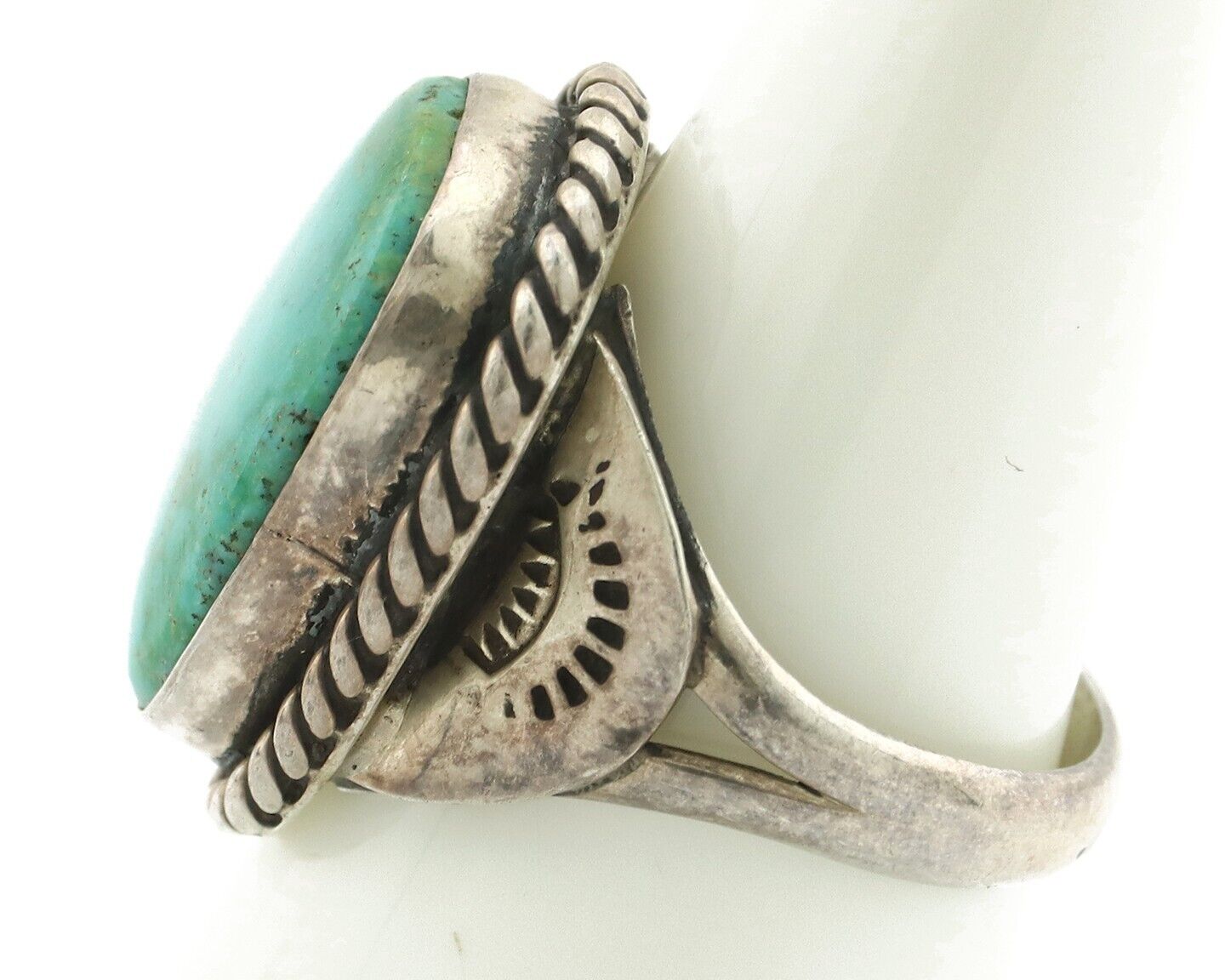 Navajo Ring .925 Silver Royston Turquoise Native Artist Signed C.80's