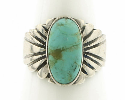 Navajo Ring .925 Silver Kingman Turquoise Artist Signed Apache C.80's