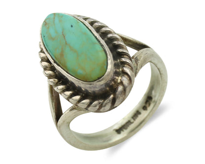 Navajo Ring .925 Silver Kingman Turquoise Artist Signed Gecko C.80's