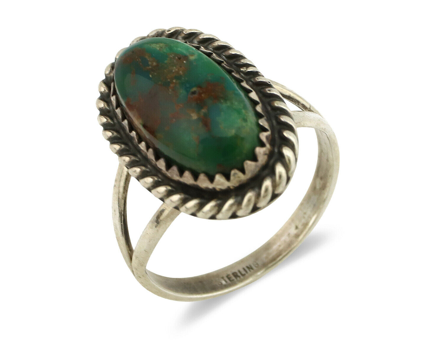 Navajo Ring .925 Silver Kingman Turquoise Native American Artist C.1980's