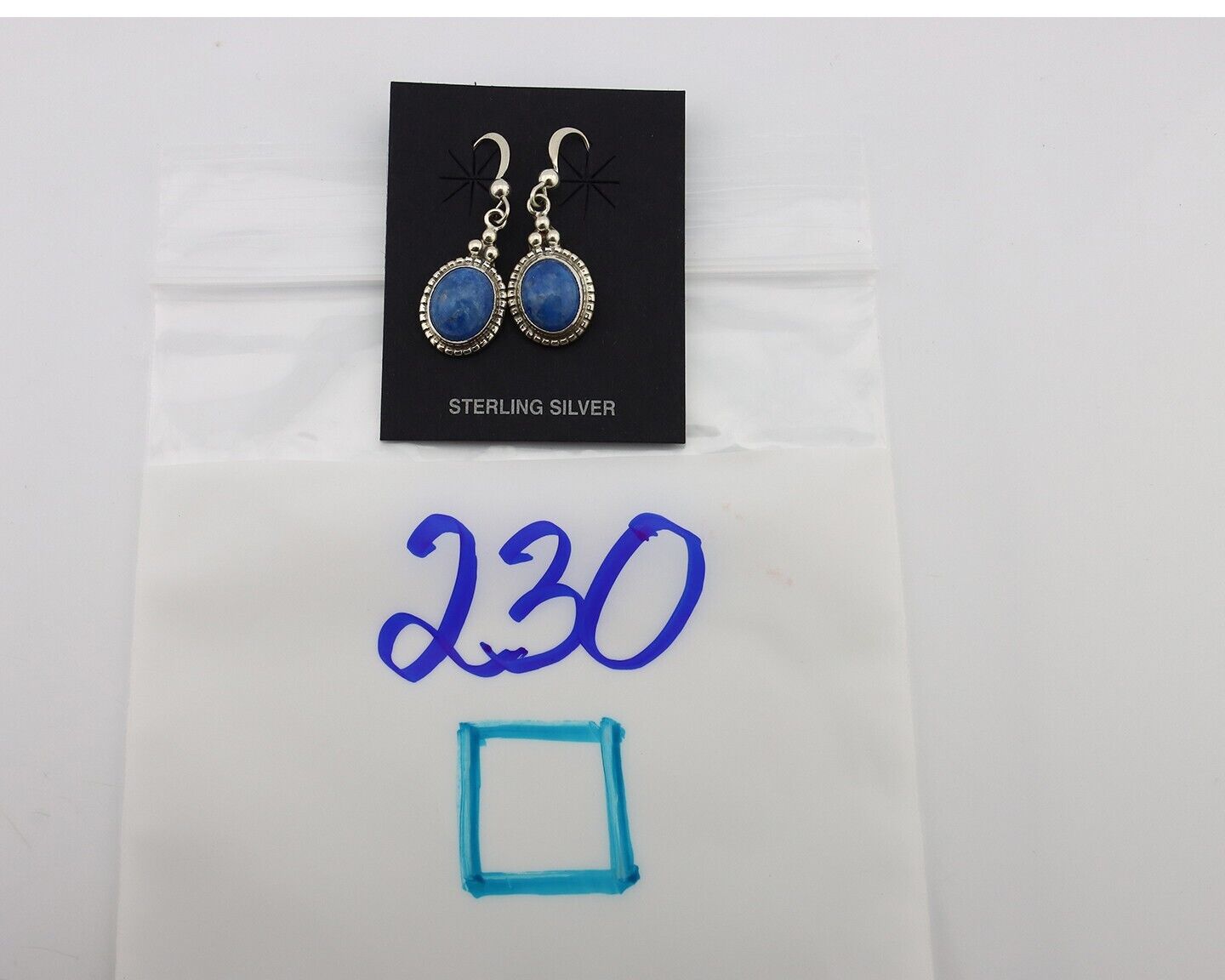 Navajo Earrings 925 Silver Natural Royal Blue Lapis Native American Artist C90s