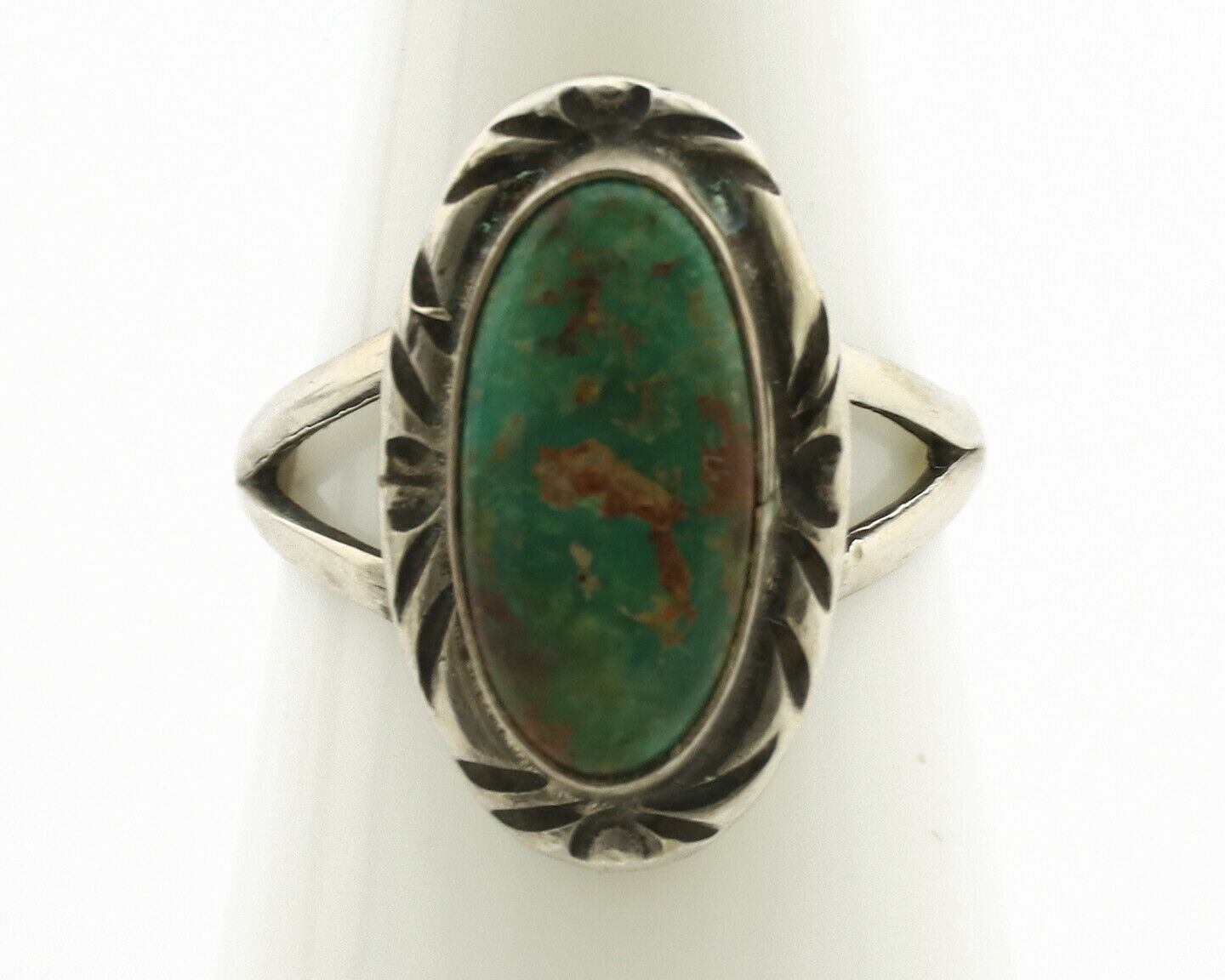 Navajo Ring .925 Silver Kingman Turquoise Native Artist Signed C.80's