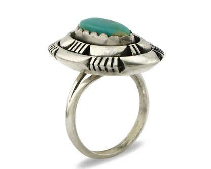 Navajo Ring .925 Silver Royston Turquoise Artist Signed L. M. Nez C80s