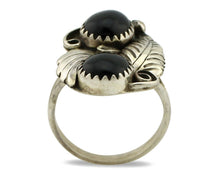 Navajo Ring 925 Silver Natural Mined Onyx Artist Signed T Thomas C.80's