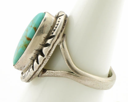 Navajo Ring .925 Silver Kingman Turquoise Artist Signed Gecko C.90's